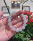 Baikalla Natural Icy Jadeite Jade Round Bead Bracelet (12.5mm)