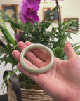 Baikalla Light Yellow-Green Jadeite Jade "Half Round" Bangle Bracelet (57mm) 