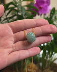 Baikalla "Ping An Kou" (Good Luck Button) Green Jadeite Jade Pendant Necklace
