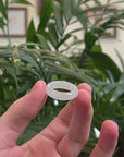 Baikalla Icy White-Green Burmese Jadeite Jade Finger Bangle 
