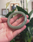 Baikalla Natural Deep Oil-Green Jadeite Jade "Half Round" Bangle Bracelet (57.8mm) 