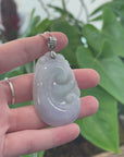 Genuine Lavender Jadeite Jade Ru Yi Pendant Necklace With Sterling Silver Bail