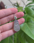 18K Gold & Genuine Ice Jadeite Jade RuYi Pendant Necklace