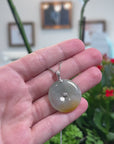 Baikalla Natural Icy Green & Yellow Patch Jadeite Jade "Ping An Kou" (Good Luck Button) Pendant W/ 18kw Gold & Natural Diamonds