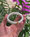 Baikalla Light Green W/ Sajin (Golden Dust) Jadeite Jade "Half Round" Bangle Bracelet (57.8mm) 