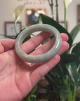 Baikalla Natural Light Blue-Green Jadeite Jade "Half Round" Bangle Bracelet (56.9mm) 