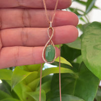 18K Rose Gold Oval Imperial Jadeite Jade Lucky Bottle Necklace with Diamonds