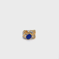 Baikalla Antique Natural Lapis and Agate Sterling Silver Gold Plated Two Tone Ring