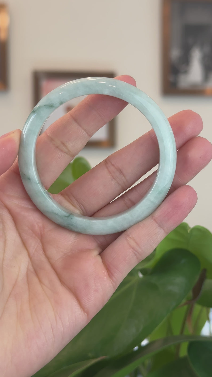 Burmese Blue-Green Jade Jadeite Bangle Bracelet (55.92 mm) T252