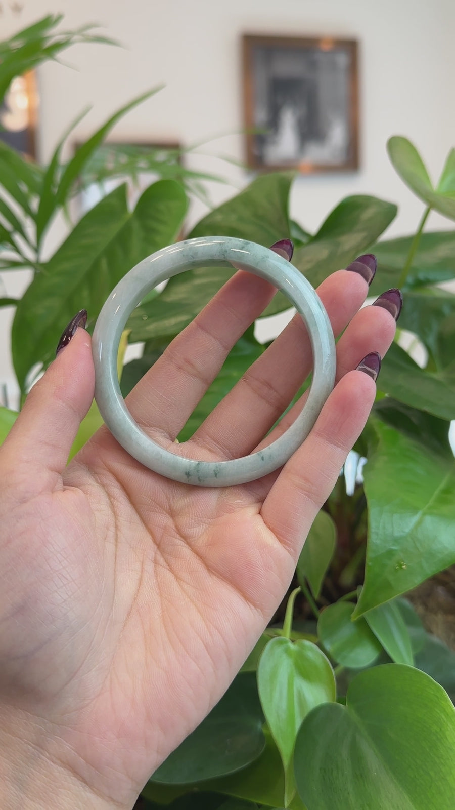 Burmese Blue-Green Jade Jadeite Bangle Bracelet (59.57 mm) T189