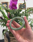 Baikalla Oil-Green Jadeite Jade "Half Round" Bangle Bracelet (59mm) 