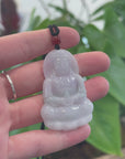 Genuine Burmese Blue Jadeite Jade Guanyin Necklace