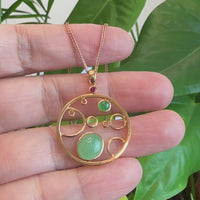 Baikalla™ "Bubble Collection" 18k Rose Gold Genuine Burmese Jadeite Necklace With Diamonds