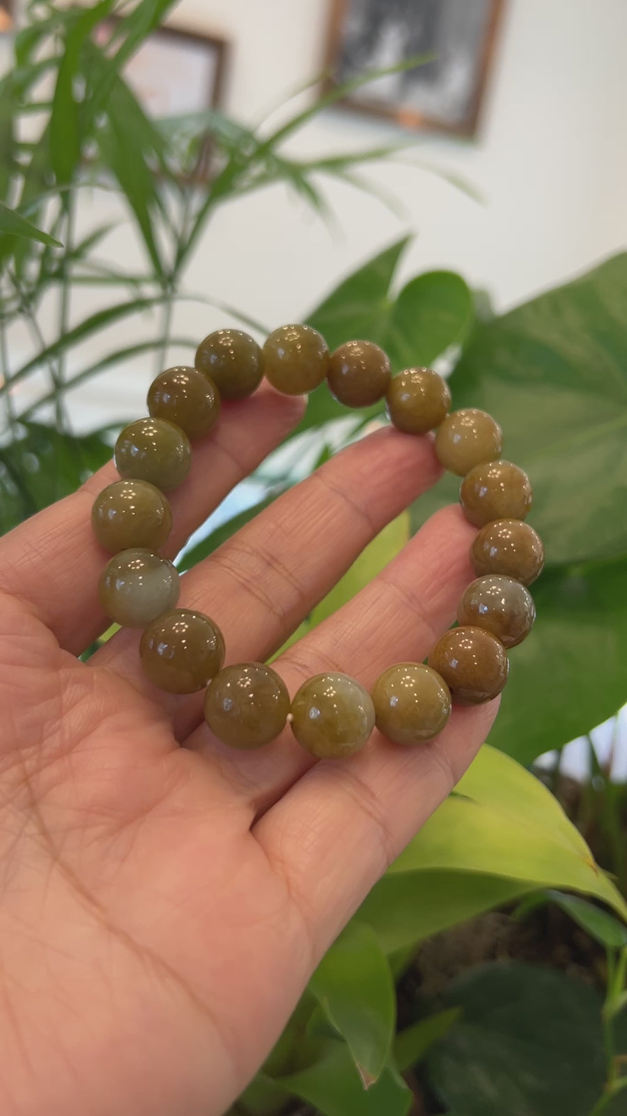 High Natural Jadeite Jade 13mm Round Beads Bracelet ( 13 mm ) For Men