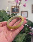 Baikalla Natural Rich Yellow Jadeite Jade "Half Round" Bangle Bracelet (56.3mm) 