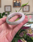 Baikalla Natural Light Lavender & Oil-Green Jadeite Jade "Half Round" Bangle Bracelet (55.6mm) 