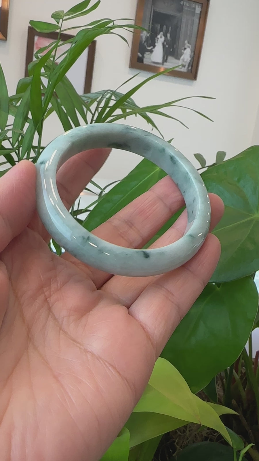 Baikalla Natural Burmese Blue-green Jadeite Jade Bangle Bracelet (59.45mm)#T089