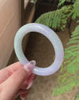 "Live" Lavender Green Natural Jadeite Jade Traditional Bangle (12/31/25)