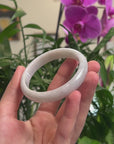 Baikalla White-Lavender & Light Green Jadeite Jade "Half Round" Bangle Bracelet (57mm) 