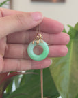 18k Rose Gold Genuine Burmese Jadeite Lucky Kou Kou Birdie Pendant Necklace