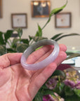 Baikalla Natural Icy Light Lavender & Oil-Green Jadeite Jade "Oval" Bangle Bracelet (53.2mm) 