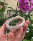 Baikalla Light Lavender W/ Light Yellow Patch Jadeite Jade "Half Round" Bangle Bracelet (54.2mm) 