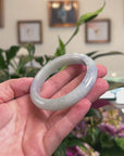 Baikalla Natural Light Blue-Green & Lavender Jadeite Jade "Half Round" Bangle Bracelet (55.5mm) 