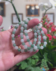 Baikalla Natural Icy Forest-Green & Icy Jadeite Jade Round Bead Bracelet (7mm)