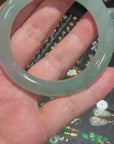 Natural High End Blue Green Icy Jadeite Jade Traditional Round Bangle (07/14/25))