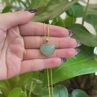 Baikalla 14K Yellow Gold Genuine Burmese Green Jadeite Jade Heart Pendant