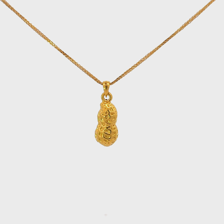 24k Yellow Gold Peanut Pendant Necklace