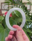 Baikalla High-End "Half Round" Icy Light Green Jadeite Jade Bangle Bracelet (58.3mm) 