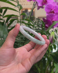 Baikalla Light Green & White Jadeite Jade "Traditional Full Round" Bangle Bracelet (55.7mm) 