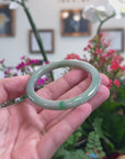Baikalla Natural Green Jadeite Jade "Petite Half Round" Bangle Bracelet (53.4mm) 