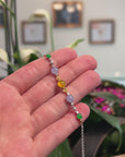 Baikalla Natural Multi-Color Jadeite Jade Cabochon 18kwy Gold Bracelet W/ Natural Diamonds