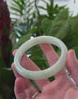 Baikalla "Half Round" Light Green Jadeite Jade Bangle Bracelet (60.8mm) 