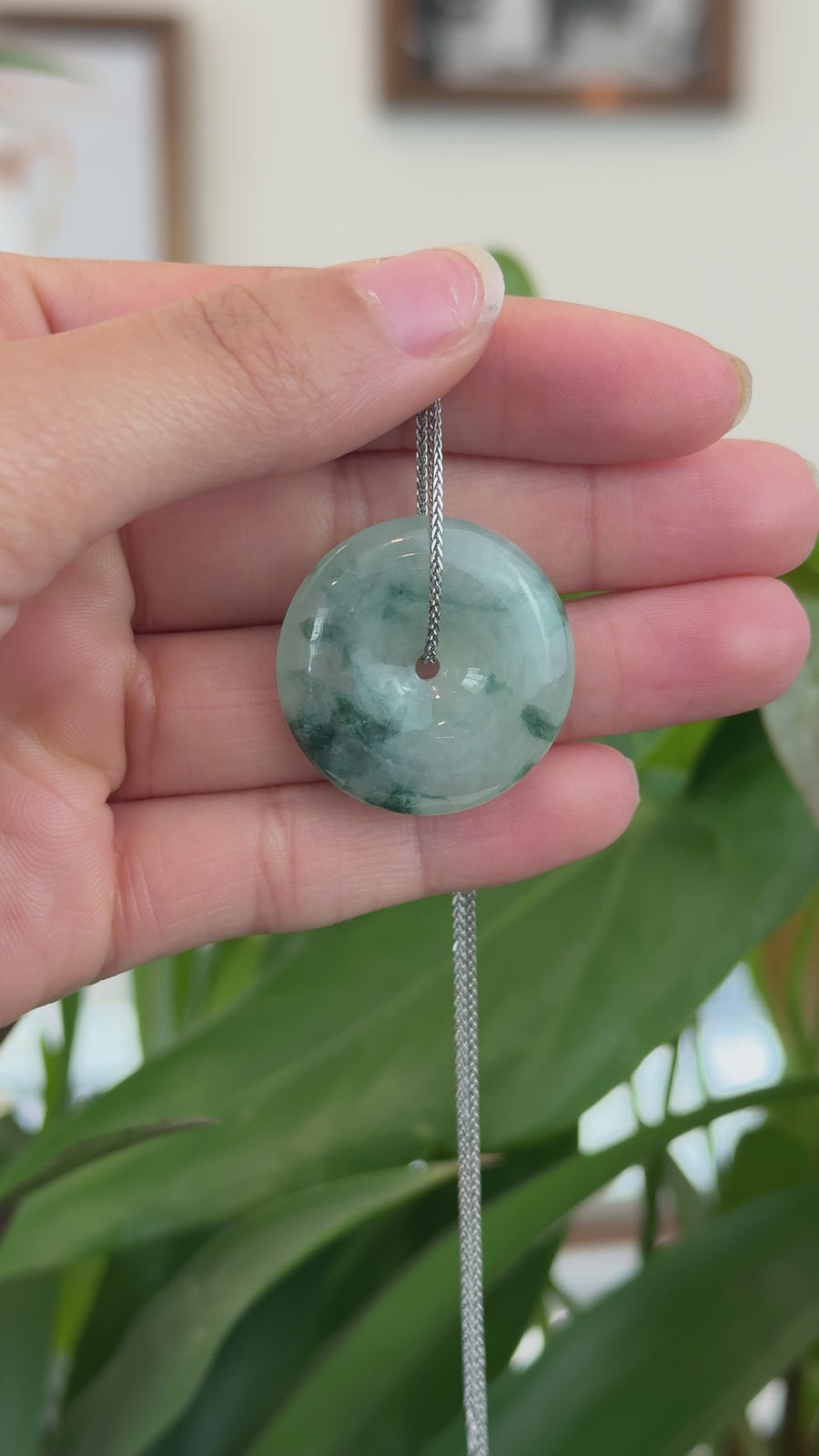 Baikalla™ "Good Luck Button" Necklace Ice Blue Green Jadeite Jade Lucky KouKou Pendant Necklace