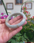 Baikalla Natural Light Green & Orange Sajin Jadeite Jade "Half Round" Bangle Bracelet (61.6mm) 