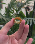 Baikalla Honey-Brown & Green Burmese Jadeite Jade Traditional Ring 