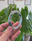 "Classic Princess Half Round" Blue- Green Jadeite Jade Bangle (57.5 mm) 