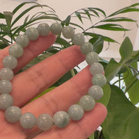 Natural Jadeite Jade 10 mm Round Oil Green Beads Bracelet ( 10 mm )
