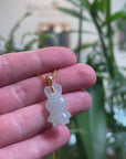 Baikalla 18k Yellow Gold Icy White-Green "Lucky Bunny" Jadeite Jade Pendant