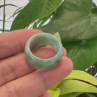 Burmese Blue-green Jadeite Jade Men's Band Ring