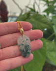 Genuine Ice Green Jadeite Jade Jin Zhi Yu Ye (Leaf) Necklace