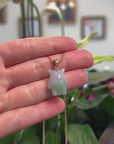 Baikalla 14KR Gold Natural Green Jadeite Jade "Shadow Ghost" Pendant