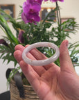 Baikalla Light Lavender W/ SaJin Jadeite Jade "Half Round" Bangle Bracelet (55.3mm) 