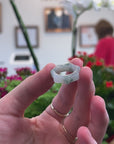 Baikalla Natural Icy Blue-Green Flower Jadeite Jade "Geometric Style" Traditional Ring 