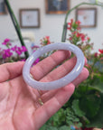 Baikalla Natural Icy Light Lavender "Traditional Round" Jadeite Jade Bangle Bracelet (57.7mm) 