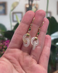 Baikalla Natural Icy Faint Yellow Jadeite Jade "Double KouKou" Dangle Earrings W/ 18ky Gold & Natural Diamonds