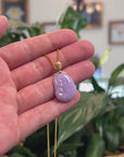 Baikalla Natural Lavender Jadeite Jade "RuYi" Pendant W/ 18ky Gold Bail